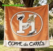 Hermès H Logo Scarf Art Flannel Fleece Throw Blanket IMG_4944